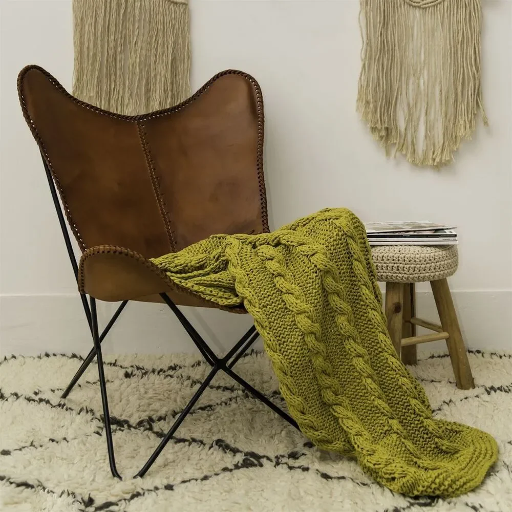 HOOOKED DIY Knitting Kit RibbonXL Cable Throw Spicy Ocre